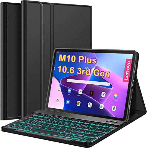 Wineecy 7 Colori Retroilluminata Tastiera Custodia per Lenovo Tab M10 Plus (3rd Gen) 10.6 2022 [Layout Italiano], Slim PU Cover con Staccabile Magnetica Wireless Bluetooth Tastiera (M10 Plus 10.6)