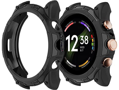 Compatible for Fossil Gen 6 42mm Case, onetuo Silicone Protective Case Cover Bumper Compatible with Fossil Women's Gen 6 42mm Touchscreen Smartwatch (Black)