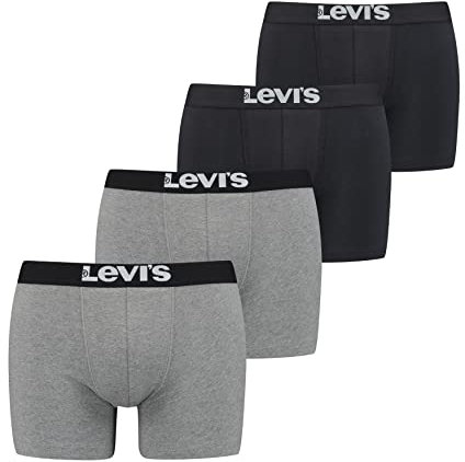 LEVIS Men's Solid Basic Boxer Briefs, Black/Mid Grey Melange, L, Black/mid grey melange, XXL