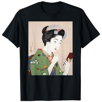 Japanische Frau Geisha Lippenstift Makeup Hashiguchi Ukiyo-e T-Shirt