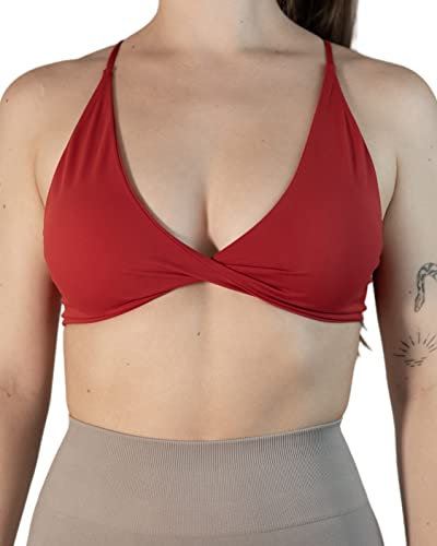 AUROLA Soutien-Gorge de Sport pour Femme - Dos Nu - avec Bretelles - pour Le Yoga, la Course à Pied, Le Yoga, Rouge, L