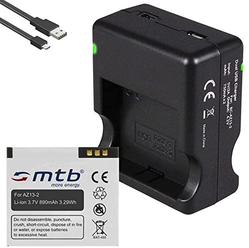 Akku + Dual-Ladegerät (USB) AZ13-2 kompatibel mit Xiaomi Yi Sport Action Cam (Modelle mit Seriennummer startend mit Z25L...)
