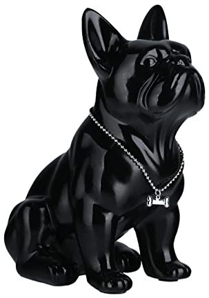 KUAHAI Sitzende französische Bulldogge, galvanisierte Hundestatue, Harzfarbe Britische französische Bulldogge, Außenstatue der französischen Bulldogge