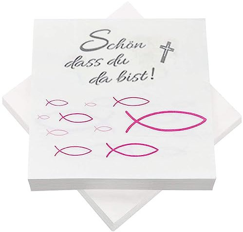 NTGRTY Servietten Kommunion 40 Stück Rosa und Blau 33 x 33 cm 3-lagig Papierservietten für Taufe, Kommunion, Konfirmation