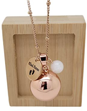 Bola de Grossesse Lisse Personnalisable Ton Or Rose Médaille Gravée Mini Nous Petits Pieds Chaîne Satellite Pierre Fines cadeau future maman