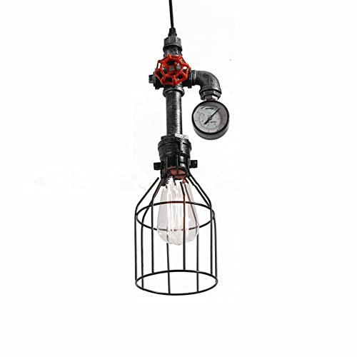 Jaula de hierro de estilo industrial Lámpara colgante pequeña LOFT Bar Luces colgantes Sótano Cocina Lámpara colgante Lámpara de isla Lámpara de techo negra Altura ajustable Lámpara de caída E27
