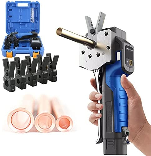 Expansor de tubo de tubería Herramienta de abocardado inalámbrica de 1/4”-3/4” Herramienta de abocardado de tubo excéntrico con luz LED Métrico y pulgadas 2 en 1, Super carga de 50 W, para tubos