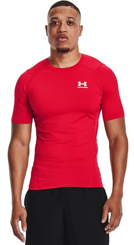 Under Armour HeatGear Kompressions-T-Shirt für Herren, kurzärmelig, rot/weiß, 4XL