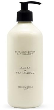 CERERÍA MOLLA 1899 | Crema Hidratante Corporal Perfumada Amber & Sandalwood | Loción para el Cuerpo y Manos | Piel Suave | 500 ml