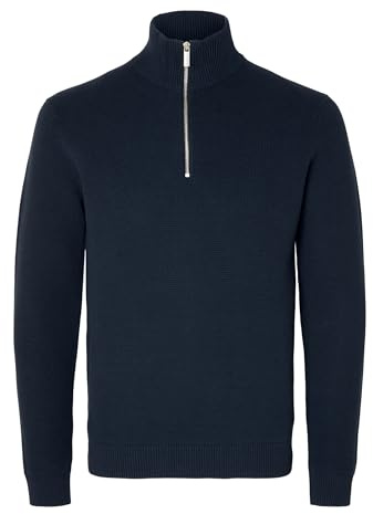 Selected Homme Herren Slhdane Knit Structure Half Zip Noos Strickpullover, Sky Captain, L EU