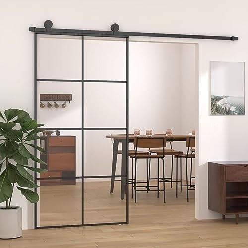 BaraSh Schiebetür GlastüRen Schwarz 102,5x205 cm ESG Glas und Aluminium GlastüR Mit Zarge
