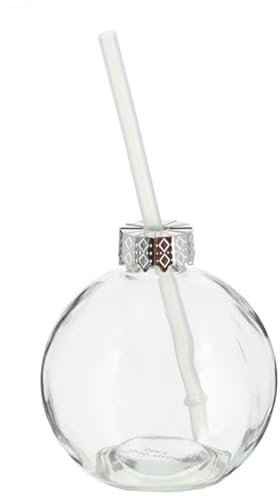 Novaliv Tasse Glühwein 400 ml Personalisierte Weihnachtstasse mit Trinkhalm - Weihnachtskugel als Glühweinbecher - Christbaumkugel Motiv Tasse Tannenbaum Kugel Weihnachtstasse Handwärmer Xmas Mugs