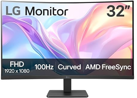 LG 32MR50C-B Curved Monitor 32-Inch FHD 100Hz AMD FreeSync OnScreen Control Dynamic Action Sync Black Stabilizer Tilt Stand (HDMI) - Black