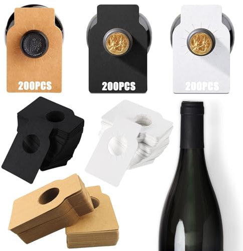 RHBLME Paquete de 600 etiquetas para botellas de vino, etiquetas de vino reutilizables para botellas, etiquetas de papel de doble cara para champán, etiquetas de vino para botellas, estantes de