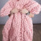 Plaid Tricot Grosse Maille, Couverture Tricotée en Laine Jeté de Lit, Fait Main Confortable Chaud Couverture Chenille, Canapé Chaise Décoration de Maison Couverture en Tricot Épais (Color : Pink, Si