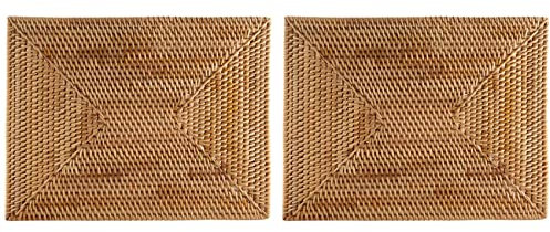 Giilayky 2 Stück Tischsets aus Rattan, rutschfest, für Esstisch, hitzebeständig, gewebt, isoliert, hitzebeständig