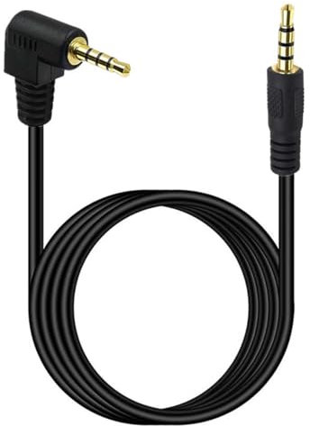 3.5mm TRRS Audio Cable, Gold Plated 90 Degree 3.5 Male to 3.5mm Male Stereo Jack Plug 4-Pole Connector for Car Aux for Samsung, Smartphones, MP3 Players,Car Stereos (1 Meter)