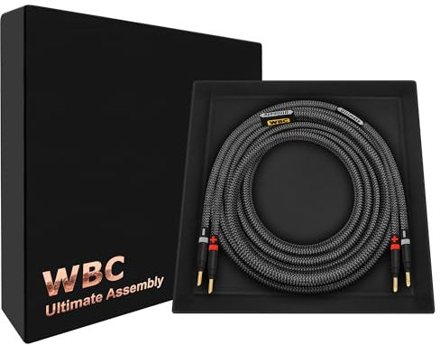 WORLDS BEST CABLES 5 Foot Ultimate - 8 AWG - Ultra-Pure OFC - Premium Audiophile HiFi Single Speaker Cable for Center Channel with Eminence Gold Banana Plugs & Carbon Tweed Jacket