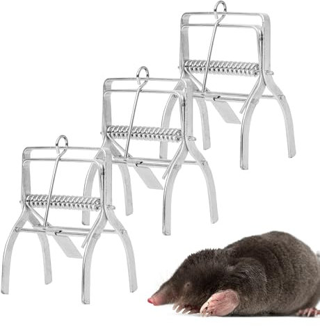 REPELEM Griffe Lot de 3 pièges à taupes réutilisables, anti-rouille, protection humaine contre les campagnols et les taupes, puissant dissuasif des taupes | Taille L