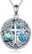 YFN Tree of Life Necklace Sterling Silver Religious Cross Pendant Abalone Shell Celtic Jewelry Gifts for Women Men