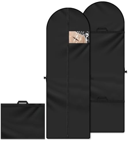 VMUTGA 60 x 180 cm, sacchetti per abiti pieghevoli, con chiusura lampo e manici, traspiranti, a prova di tarme per abiti da sposa, abiti da sera