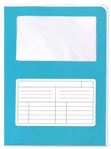 Blasetti Cartelline Portadocumenti con Finestra - Sintex Cromo AZZURRA raccoglitore documenti per ufficio, Formato A4, Confezione 50 pezzi, Carta usomano 120gr, Aperta su due lati