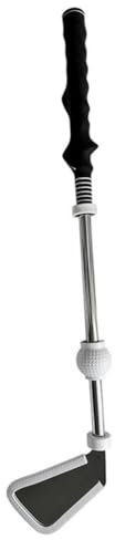 JNJOOD 1 Stück Swing Trainer Golf Club Golf Übung Aufwärmen Stick Ausrichtungsstäbe Schwingen Trainingshilfen Schwarz Gummi + Edelstahl Golf Grip Trainingshilfe