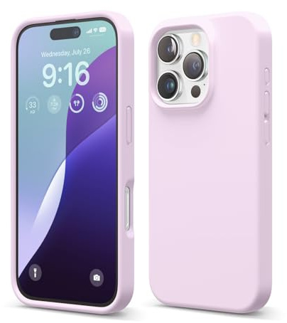 elago Cover in Silicone Liquido per iPhone 16 Pro | Silicone Premium, Protezione Completa, Antiurto, Sottile, Fodera in Microfibra Antigraffio (Lilla Chiaro)