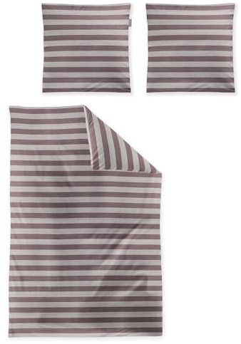 Irisette Mako-Satin Bettwäsche Wave 8559 Mauve, 1 Bettbezug 135 x 200 cm + 1 Kissenbezug 80 x 80 cm