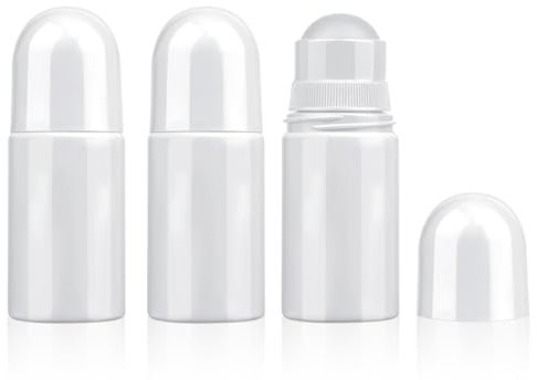 Sliverdew 3Pcs 1.7oz /50ml Roll-on Bottles Empty Refillable Roller Bottle Reusable Leak-Proof DIY Deodorant Containers Plastic Roller Bottle for Essential Oil Perfumes Balms
