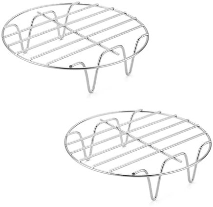2 pièces Support de Friteuse à Air Acier Inoxydable, 15,5 cm Rond Grille de Cuisson Air Fryer, Accessoires pour Friteuse à Air Comprimé, Support Cuisson Vapeur Grille de Refroidissement Lave-vaisselle
