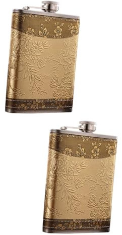 Amosfun 2 Piezas Petaca Con Tapa Mini Botellas De Alcohol Petaca Personalizada Recipientes Con Tapas Kit De Vino Mini Botella De Viaje as De Matraz Golden