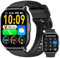 Vtkp Montre Connectée Homme Femme,2.1 HD Smartwatch avec Appel Bluetooth,110+ Sportifs, Fréquence Cardiaque,Podomètre Etanche IP68 Montre Intelligente pour Android iOS,Noir
