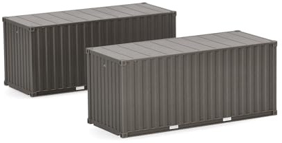 Herpa Zubehör 2X 20ft Container Heer, Braungrau (unbedruckt) im Maßstab 1:87, Modellbau, Miniatur Modell, Kunststoff