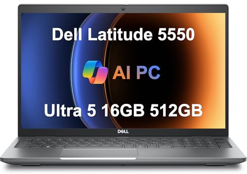 Dell Latitude 5550 Business Laptop (15,6 Zoll FHD entspiegelt, Intel 12-Core Ultra 5 125U (Beat i7-1355U), 16GB DDR5 RAM, 512GB SSD) Hintergrundbeleuchtung, FHD RGB Webcam, Thunderbolt 4, Ethernet