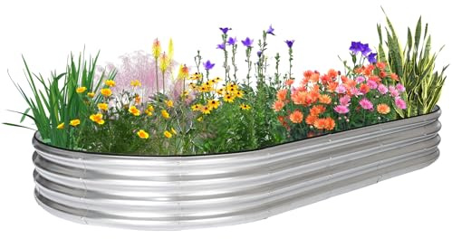 JERIA Hochbeet, verzinkt, Hochbeet für den Außenbereich, mit einfacher Montage, großes Gartenbeet für Gemüse, Obst, Blumen (2,4 x 1,2 x 0,3 m)
