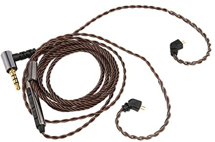ZJchao Iem Cable, 2 Pin 0.78mm 3.5mm Right Angle Plug Replacement Earbuds Cord 120cm With Mic For AS10 AS06 ZST ZS3 ES4 Earphones