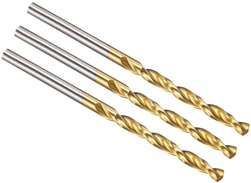 PATIKIL 2.5mm Drill Bit, M42 8% Cobalt High-Speed Steel Jobber Straight Shank 135° Titanium Nitride (TiN) Coated for Hard Metal Stainless Steel - 3 Pack