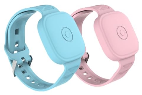 2-Pack Case for Tile by Life360 Mate (2024) / Tile Mate 2022,Waterproof Tile Mate Bracelet for Kids,GPS Tracker Anti-Lost Adjustable Tile Mate Strap for Toddler Child-Pink+Glow Blue
