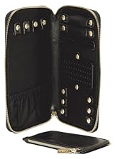 Purelei Schmuck-Reiseetui inkl. kleiner Tasche – Schmucktasche für unterwegs – Ketten, Ringe, Ohrringe & Armbänder sicher verstauen – PU Eco Leder – 12 x 21 cm (Schwarz)