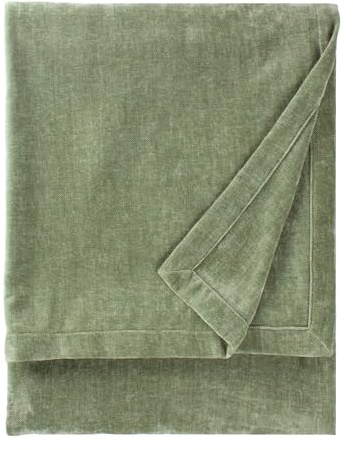 Yard Heavy Chenille Throw (Eucalyptus, 130 x 180 cm) | Soft chenille throw with a luxurious velvet feel for sofas and beds