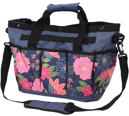 Oreilet Garden Tool Bag, Oxford Cloth Floral Garden Tote Storage Bag with Multiple Pockets, Handle, Portable Gardening Tote Tool Holder Organizer Handbag