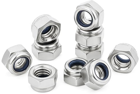 M4 Stainless Steel Lock Nuts,4mm Self Nylock Locking Nuts with Nylon Inserts (Pack of 100)
