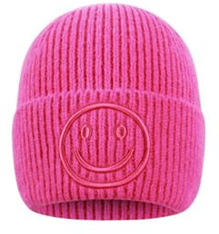 Generisch Damen Beanie Mütze, Lächelndes Gesicht Stickerei, Wintermütze, Alltagsgebrauch