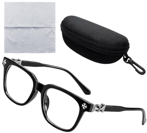 Black Glasses, Square Frame, Clear Lens Glasses for Women, Men, Teens | Classic Black Glasses & Accessories, Fashion Glasses Women, Durable, Lightweight and Comfortable Design
