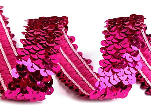 Stretch-Pailletten, Paillettenband, Paillettenborte elastisch, Breite 30mm, Verkaufseinheit: 1,0m (pink)