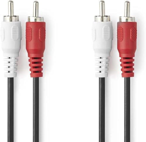 CABLEPELADO Cable de Audio 2X Macho - 2X Macho | Cable de Audio dual | Apto para Blu-Ray, Cine en casa, Subwoofer, equipos HiFi, HDTV | Estereo | 10 Metros