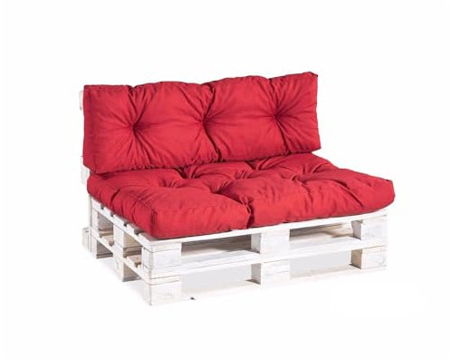 Gutekissen Palettenkissen, Gartensofakissen, Gesteppte Kissen gefüllt mit granuliertem Poulirette-Schaum, viele Farben und Größen PPI (Sitzkissen 120x50, gesteppt Rot)