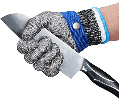 ThreeH Gants résistants aux coupures Gants de boucher en acier inoxydable 316L Protection de niveau 5 Gant de travail GL09 XS(Un gant)