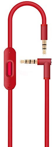 Replacement Inline Remote Mic Extension Audio Cable Cord for Monster Beats by Dr Dre Solo Solo HD Studio Wireless Pro Detox Mixr Executive Pill Headphones (Red)